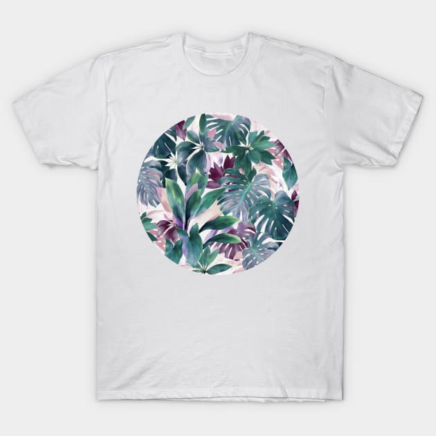 Tropical Emerald Jungle in light cool tones T-Shirt by micklyn